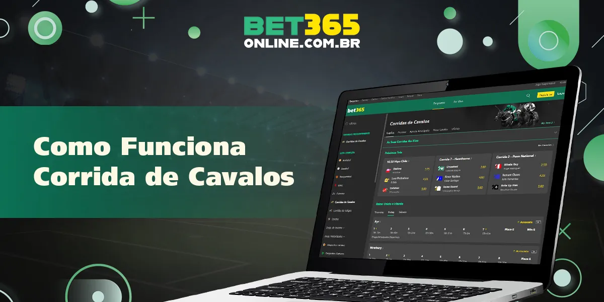 Descrição das corridas de cavalos como um esporte disponível para apostas na Bet365