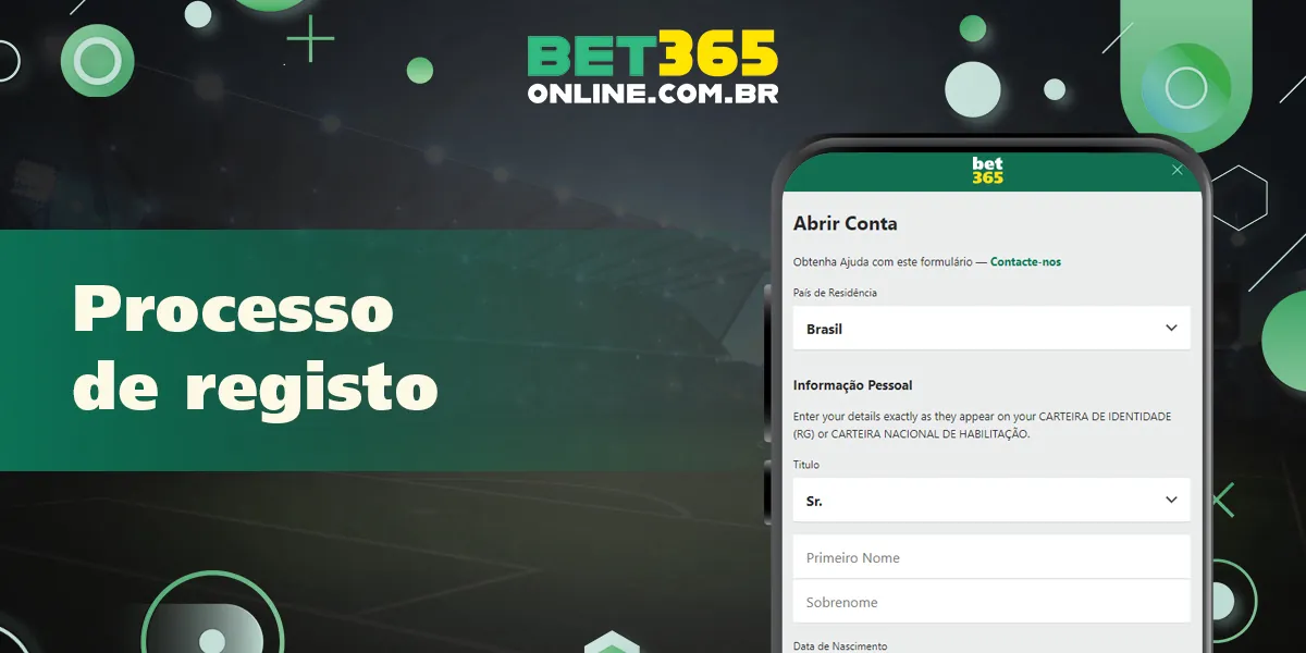 Processo de registro na Bet365